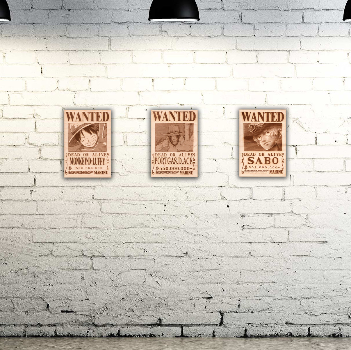 One Piece - Three Brother's Wooden Wanted Poster - TantrumCollectibles.com