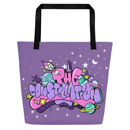 Frankthepegasus - All-Over Print Large Tote Bag - Constellation with Stars