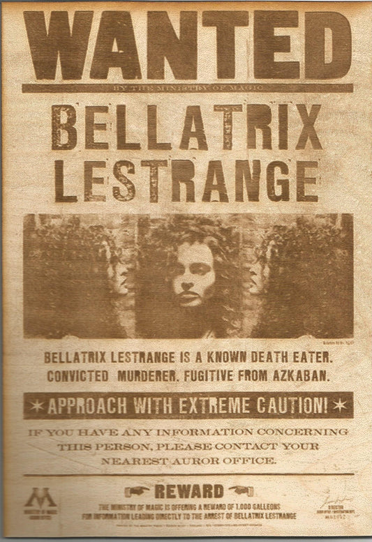 Harry Potter - Bellatrix Lestrange Wooden Wanted Poster - TantrumCollectibles.com