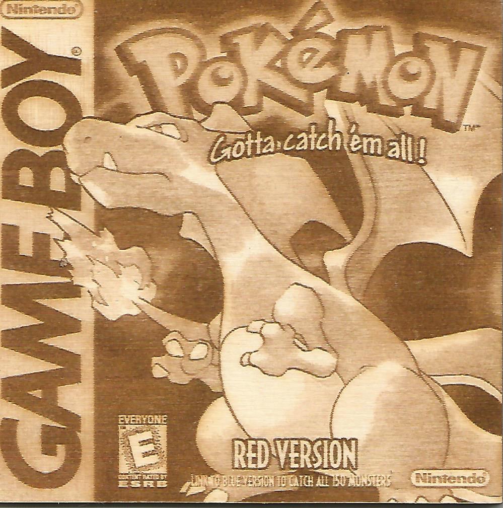 Pokemon -  Pokemon Red Version Wooden Game Boy Cover Art - TantrumCollectibles.com