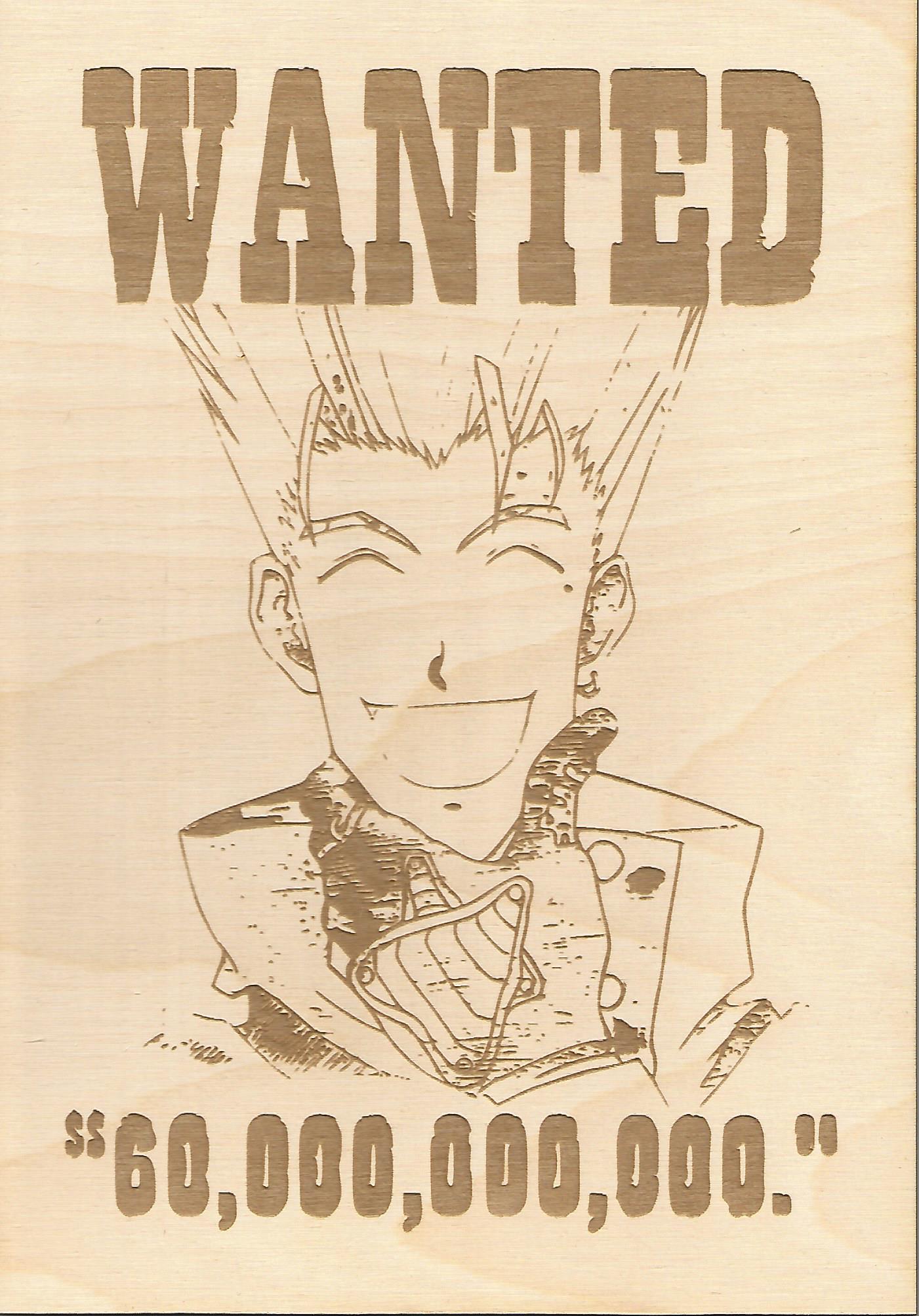 Trigun- Vash the Stampede Wooden Wanted Poster - TantrumCollectibles.com
