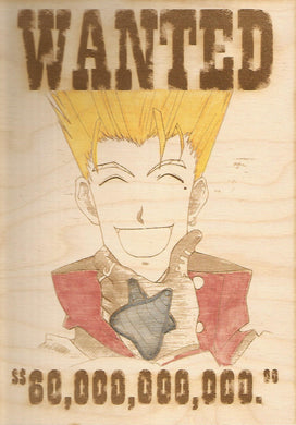 Trigun - Vash the Stampede Wooden Wanted Poster (Color) - TantrumCollectibles.com