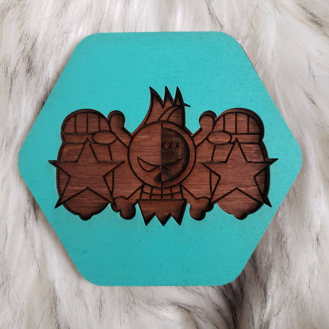 Wooden One Piece Coasters-Colored- Franky - TantrumCollectibles.com