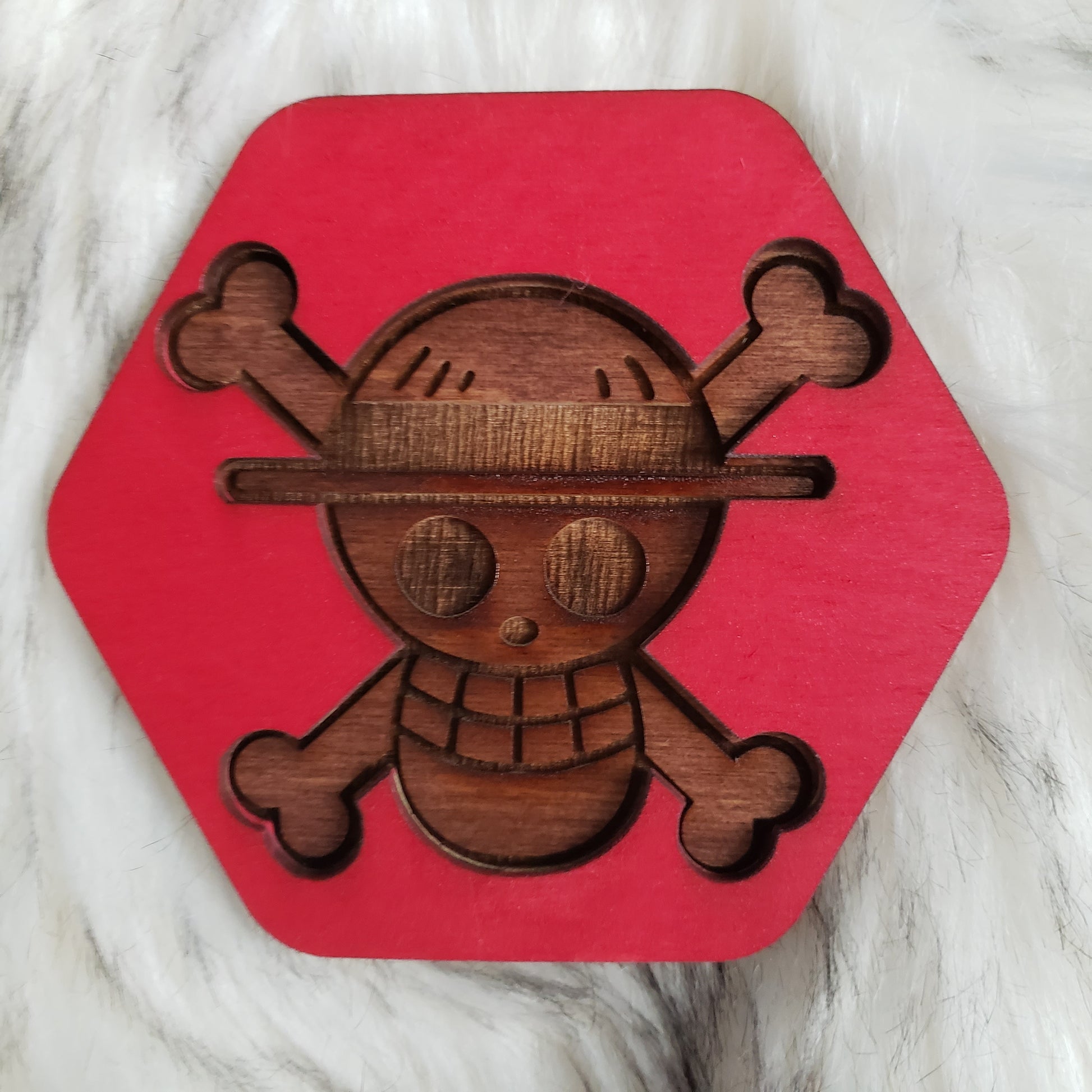Wooden One Piece Coasters-Colored- Luffy - TantrumCollectibles.com