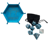Load image into Gallery viewer, The Dragon Feeney - Resin Polyhedral Dice set with Feen Honk D10 (feenOof)
