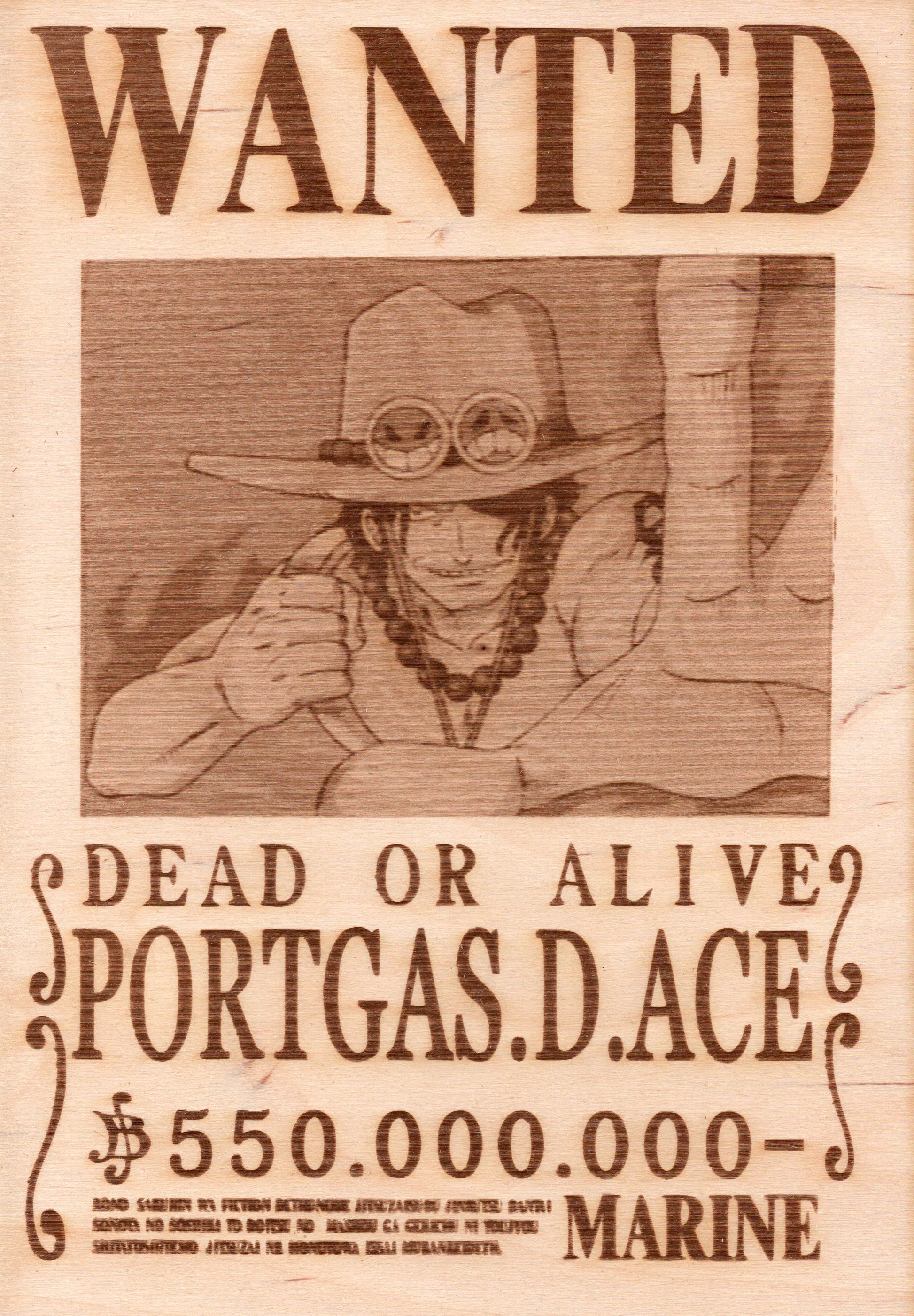 One Piece - Ace Wooden Wanted Poster - TantrumCollectibles.com