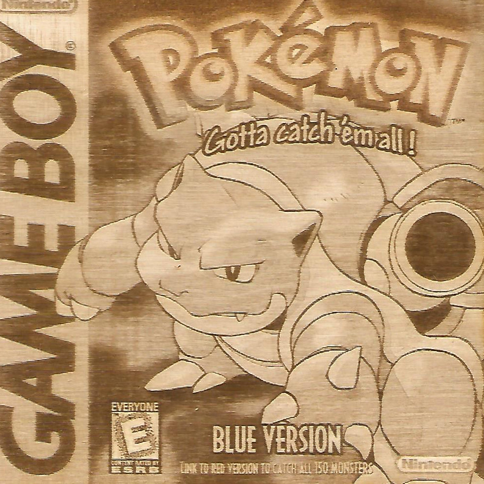 Pokemon -  Pokemon Blue Version Wooden Game Boy Cover Art - TantrumCollectibles.com