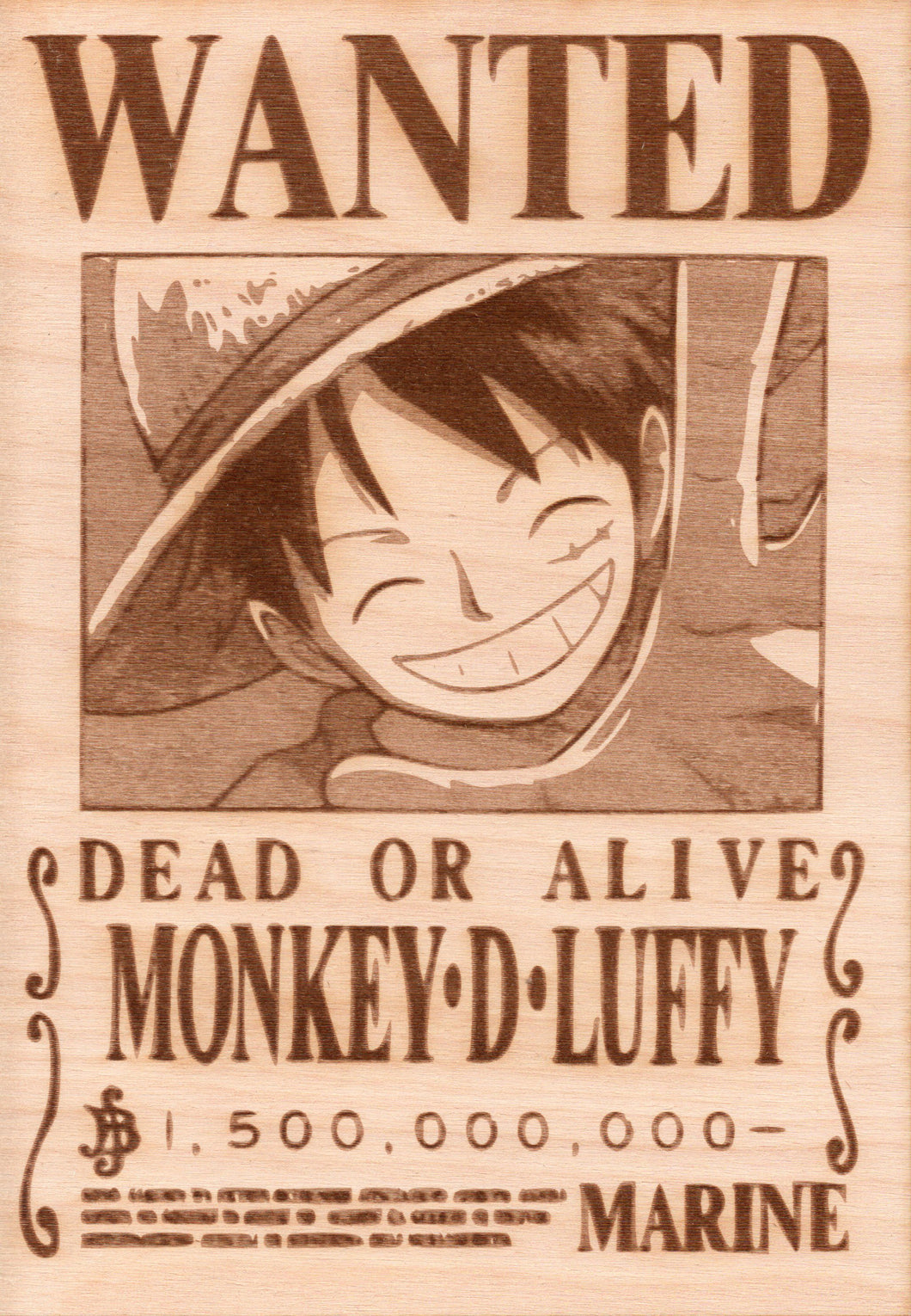One Piece - Luffy Wooden Wanted Poster - TantrumCollectibles.com