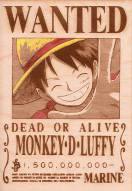 One Piece - Luffy Wooden Wanted Poster (Color) - TantrumCollectibles.com