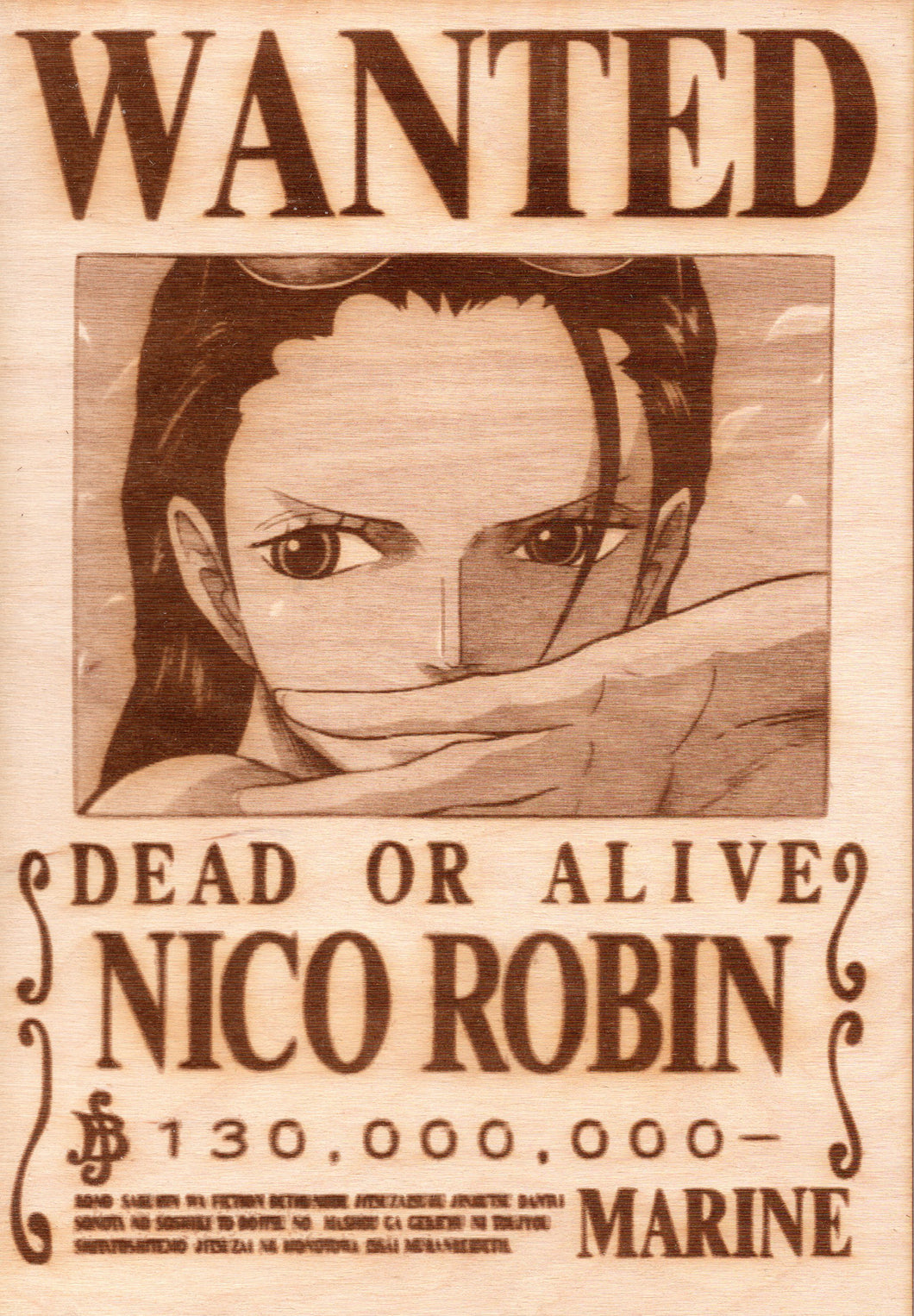 One Piece - Nico Robin Wooden Wanted Poster - TantrumCollectibles.com