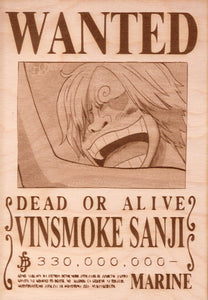 One Piece - Vinsmoke Sanji Wooden Wanted Poster - TantrumCollectibles.com