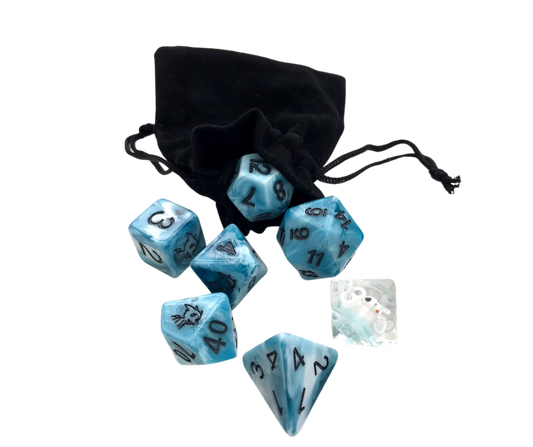 The Dragon Feeney - Resin Polyhedral Dice set with Feen Honk D10 (feenOof) (Streamer Purchase)