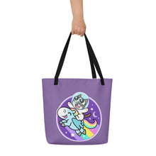 Load image into Gallery viewer, Frankthepegasus - All-Over Print Large Tote Bag - Joyride Through The Constellation!
