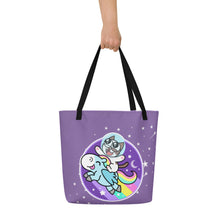 Load image into Gallery viewer, Frankthepegasus - All-Over Print Large Tote Bag -Joyride Through the Constellation with Stars!
