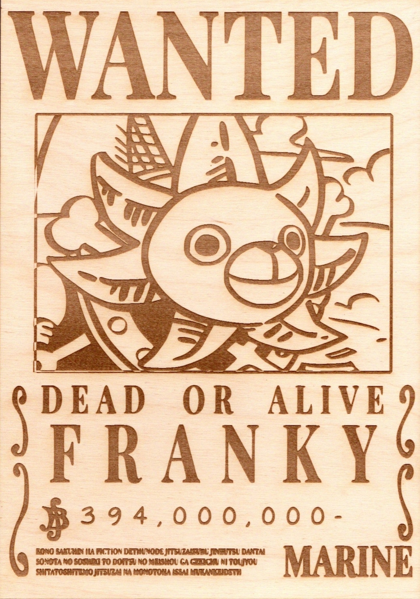 One Piece - Franky (Updated Bounty) Wooden Wanted Poster