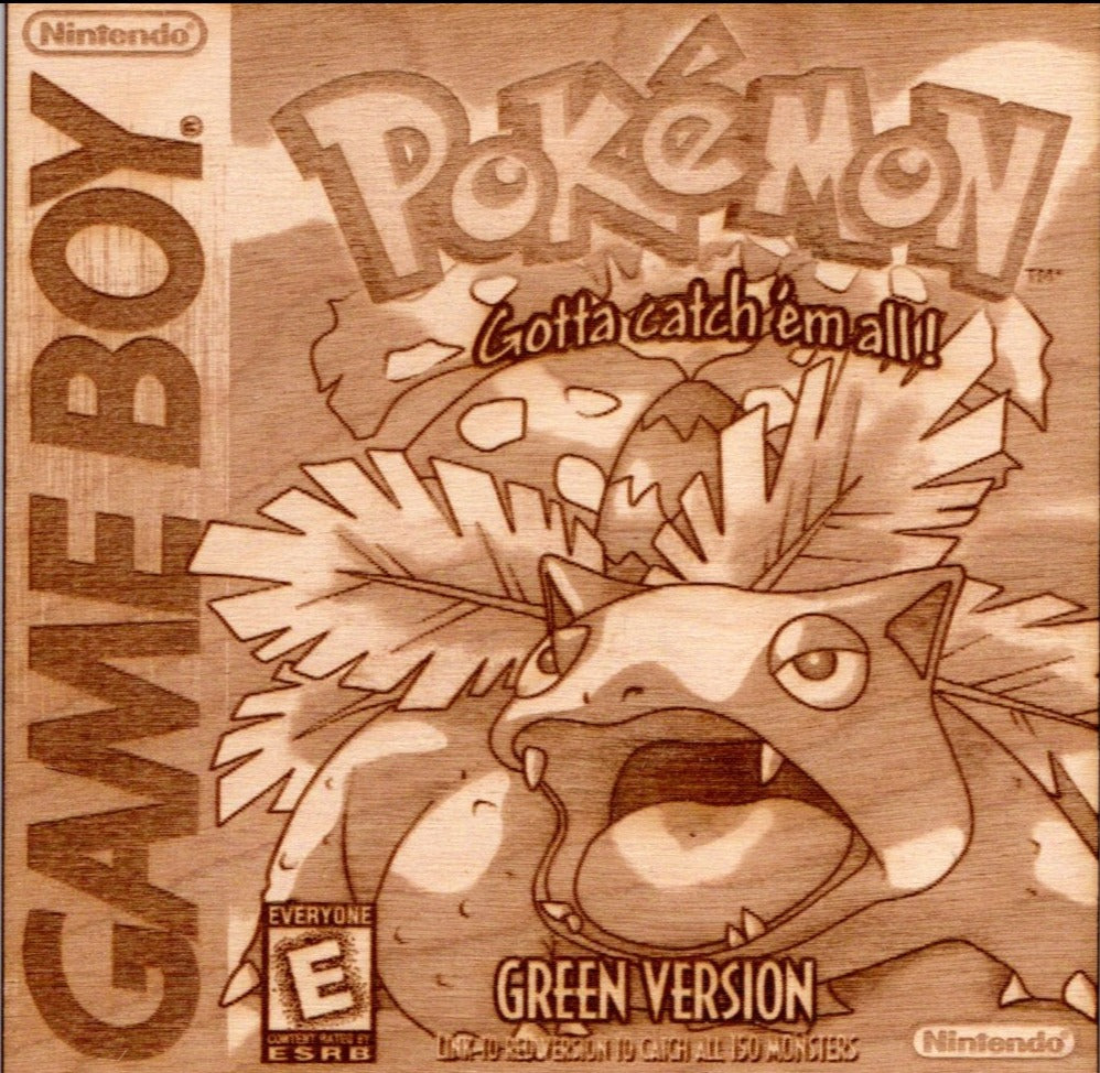 Pokemon -  Pokemon Green Version Wooden Game Boy Cover Art