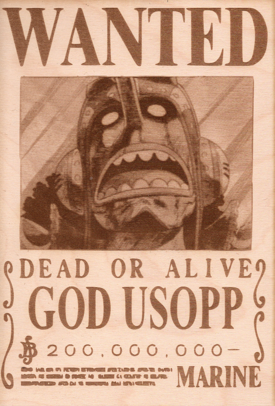 One Piece - God Usopp Wooden Wanted Poster - TantrumCollectibles.com
